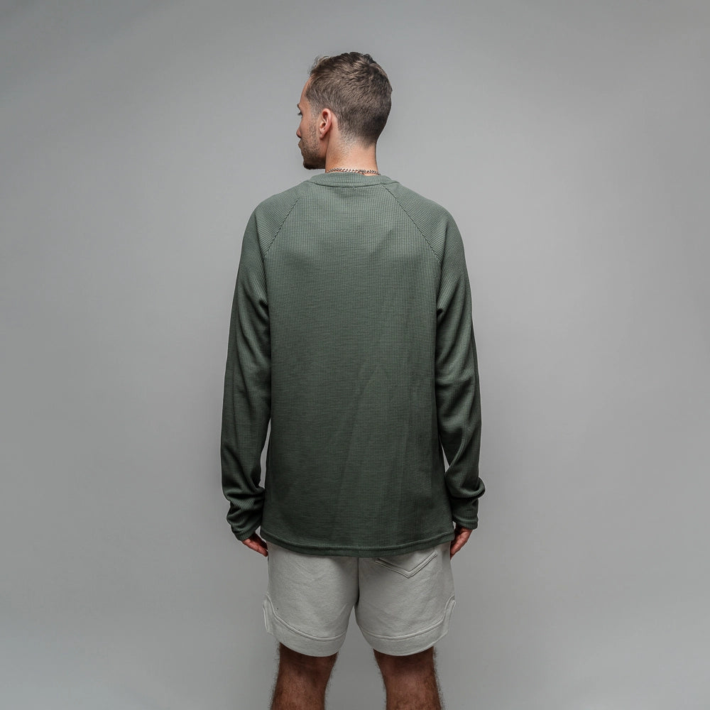 Long Sleeve Green Waffle
